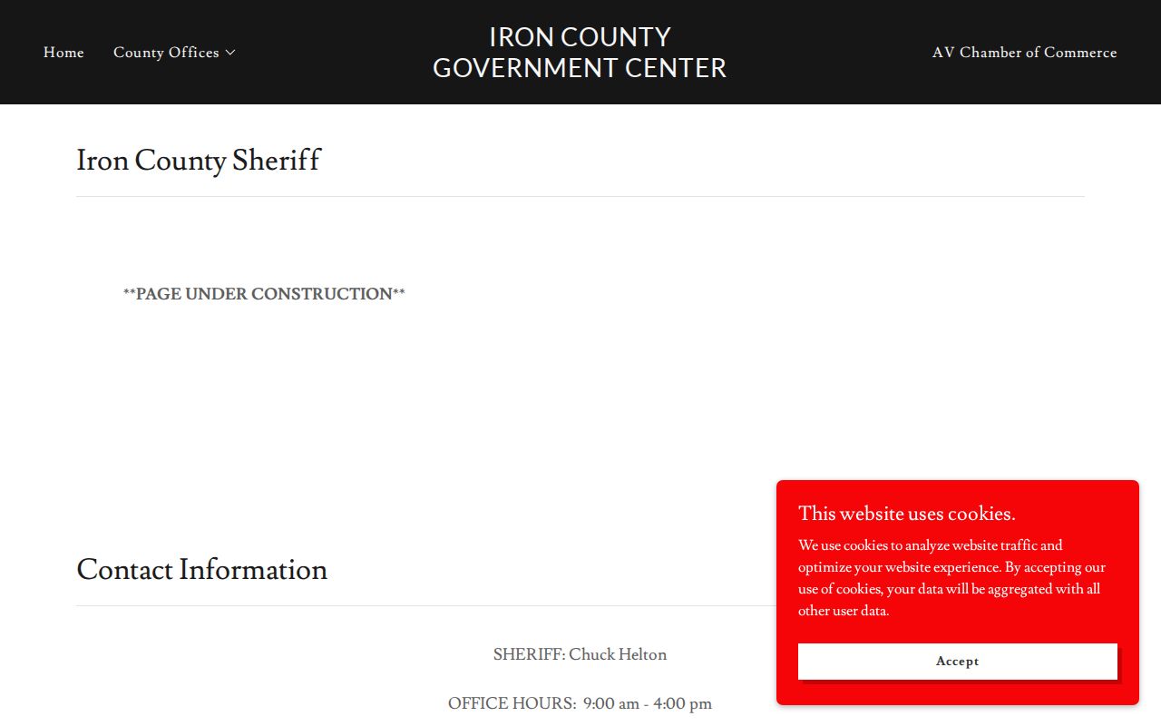 Iron County arrest lookup through the official sheriff booking fallback page