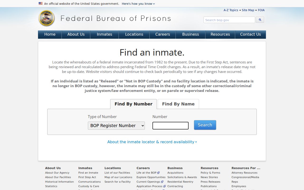 Iron County arrest history research through the federal inmate locator