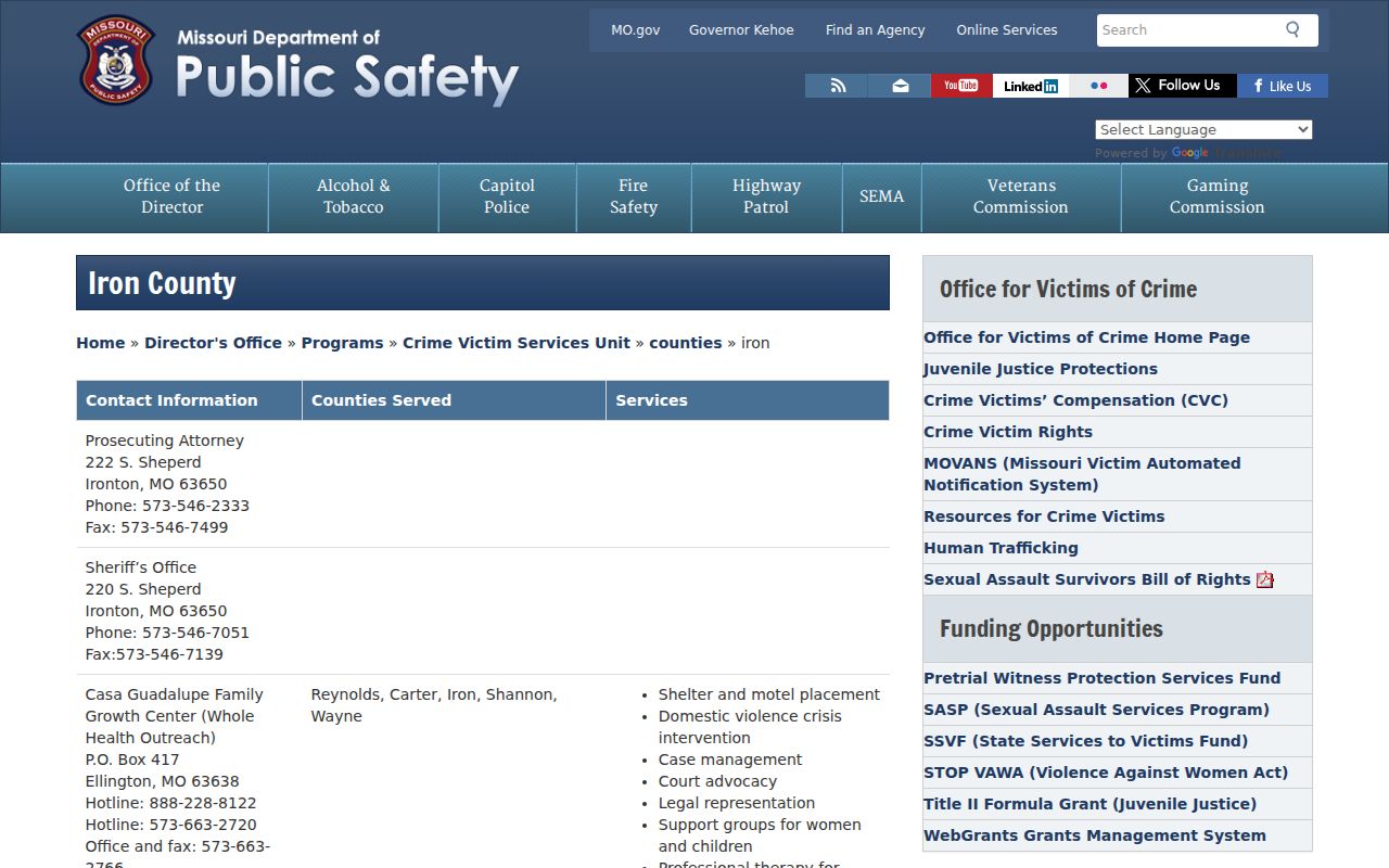 Ironton criminal records and Iron County justice contacts
