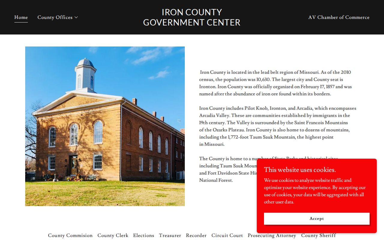 Iron County criminal history government department page